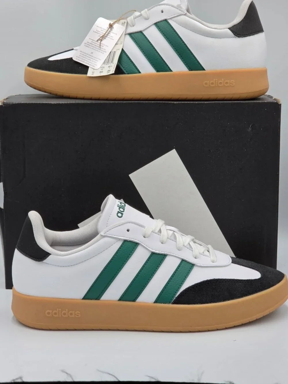 Adidas Barreda White Green Gum Sneakers Men's 12 Athletic Shoes JR1323 NIB